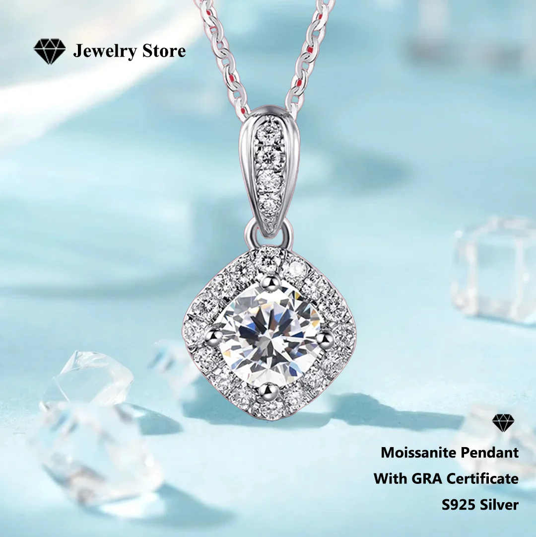 

Сертифицированное GRA колье из муассанита, сертифицированное блеск – кулон из стерлингового серебра S925 пробы для длительного блеска