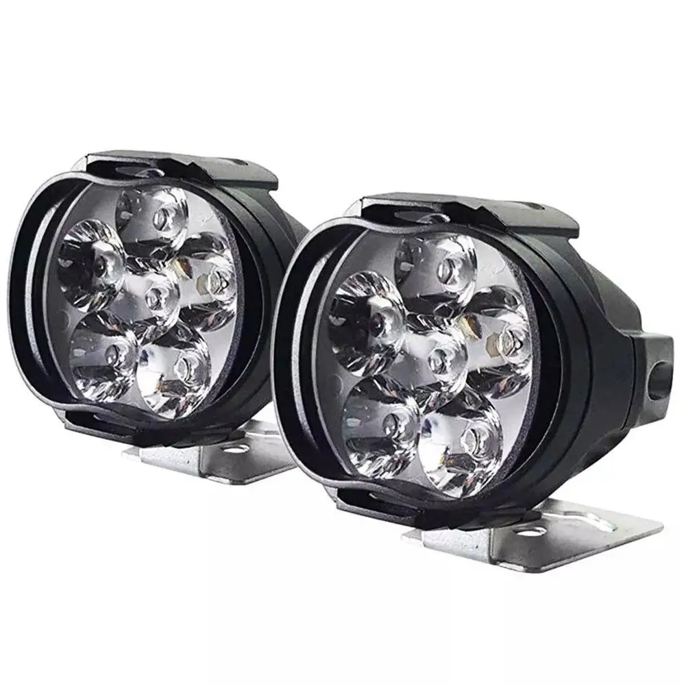 2pcs LED Headlights Motorcycle White Super Bright Auxiliary Working Front Light Scooter Spotlight Additional Spotlight Fog Light