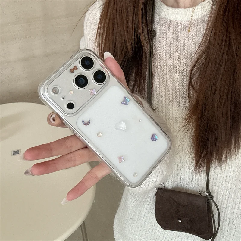 

Fashion Clear 3D Color Diamond Phone Case For iPhone 17 Pro 14 15 16 Pro Max Back Cover Korean Shockproof Protective Cases For G