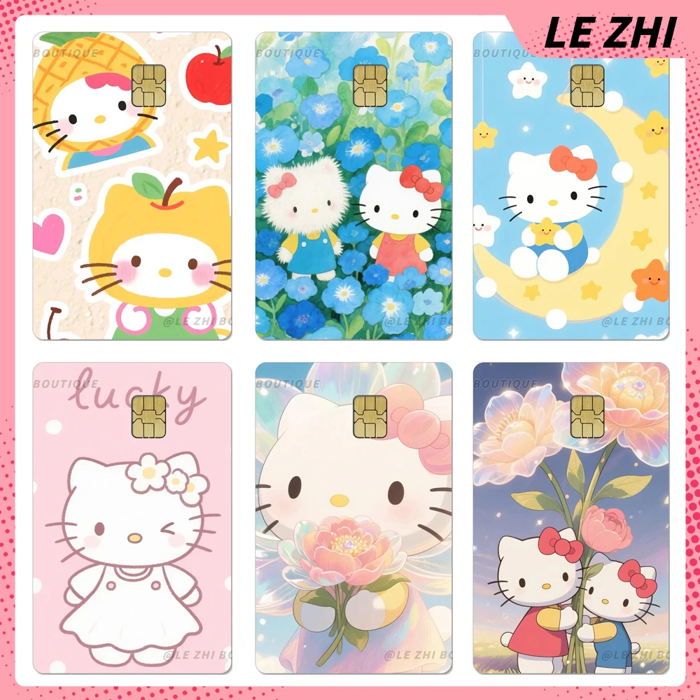 

Kawaii Cartoon Sanrio Hello Kitty Credit Card Skin Stickers Flower Fruit Shining Rainbow Love Star Pvc Waterproof Sticker Gift