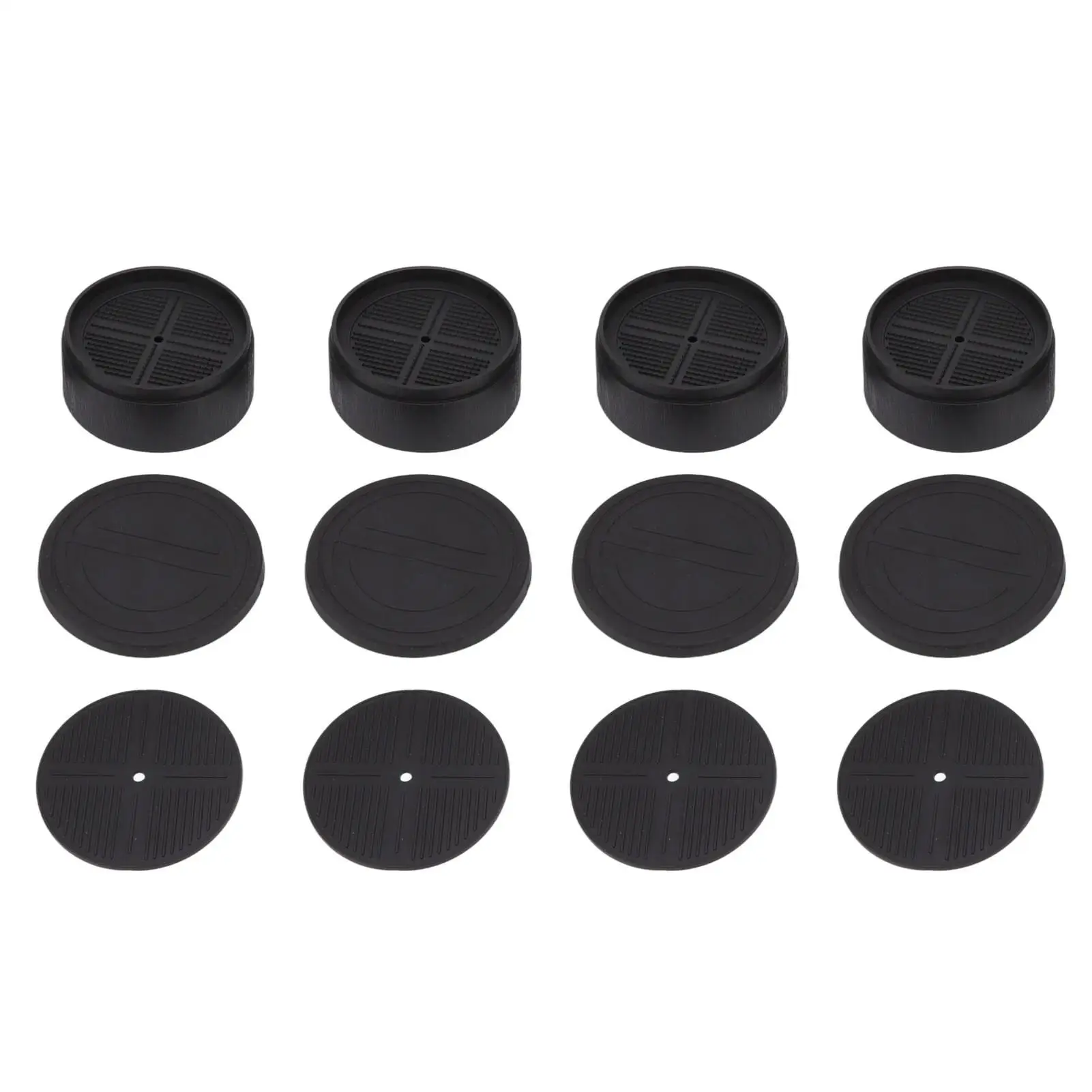 4Pcs Anti-Vibration Pads - Round Plastic Feet for washing Machines, Refrigerators & Tables - Non-Slip Black