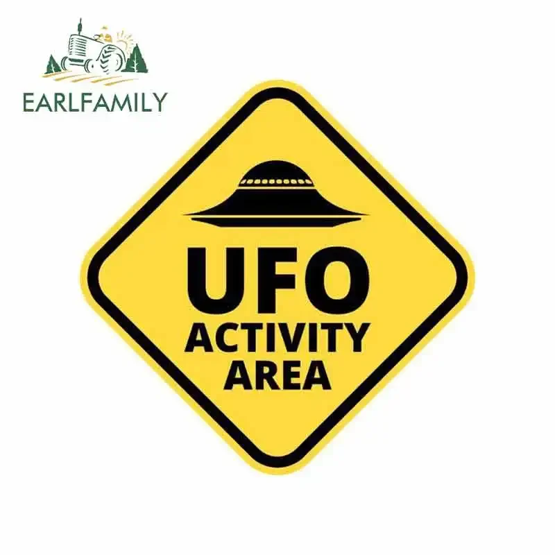 EARLFAMILY 13cm x 13cm UFO Decal Activity Area Caution Car Vinyl Truck Window Car Bumper Sticker