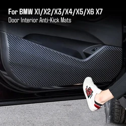 4Pcs Leather Car Door Anti Kick Pads Protection Film Trim Sticker Accessories For BMW X1 X2 X3 X4 X5 X6 X7