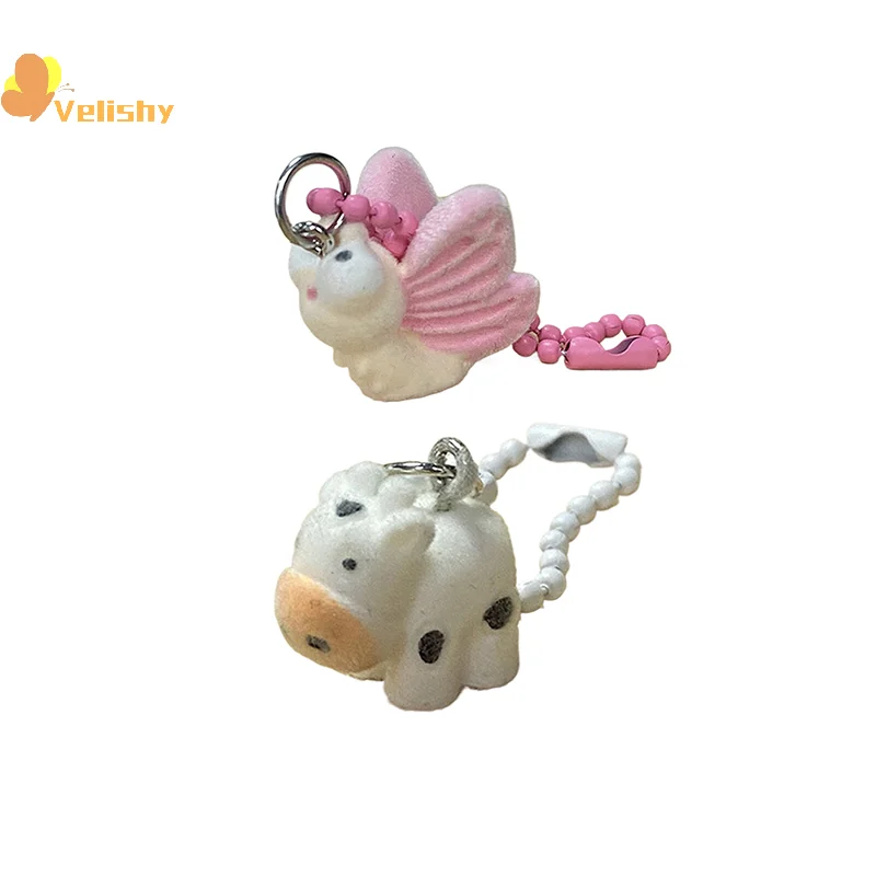 ثلاثية الأبعاد يتدفقون الحيوان سلسلة مفاتيح قصيرة صغيرة الراتنج رقيق كيرينغ حقيبة أنيقة قلادة حقيبة سماعة الاذن سحر حامل مفتاح السيارة زوجين الهدايا