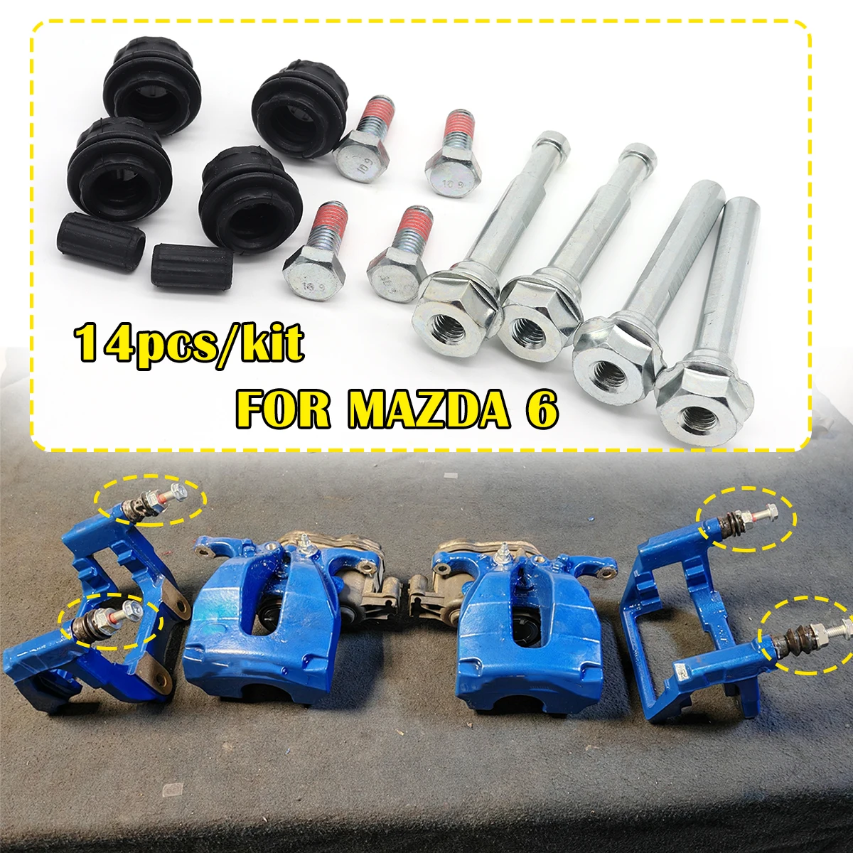 Brake Caliper Cylinder Slider Guide Pin For Disc Housing Bolts Rubber Bushing Boot Seal Kit Replace FOR MAZDA 6 GJ GL 2012 2013-