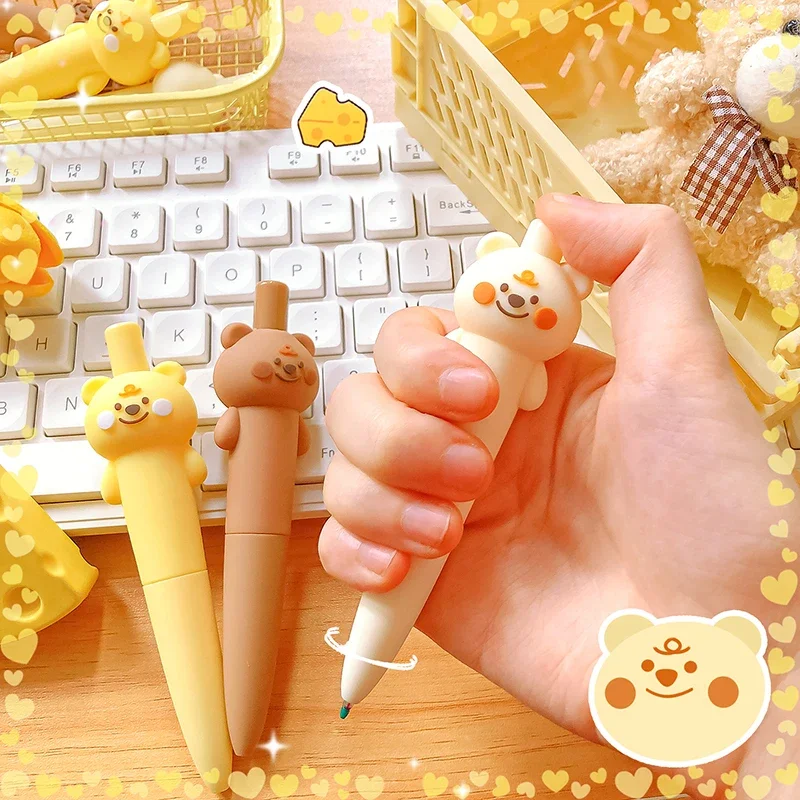 Kawaii student stationery supplies school  Aesthetic Office accessories  gift cute Bear Mini gel pen Pocket pen ballpoint pens