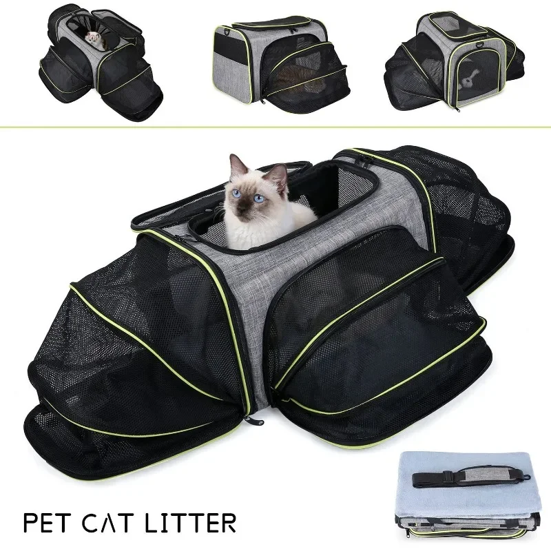 Soft Portable Pet Carrier Bag Breathable Dog Backpack With Mesh Window Outdoor Travel Expandable Cats Handbag Safety Zippers