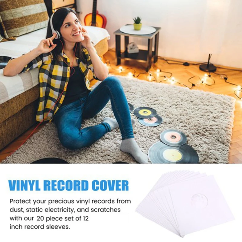 100Pcs 12Inch Anti-Static Vinyl Record Sleeves - CD Player Case Protective With Inner Bag For Vinyl Records