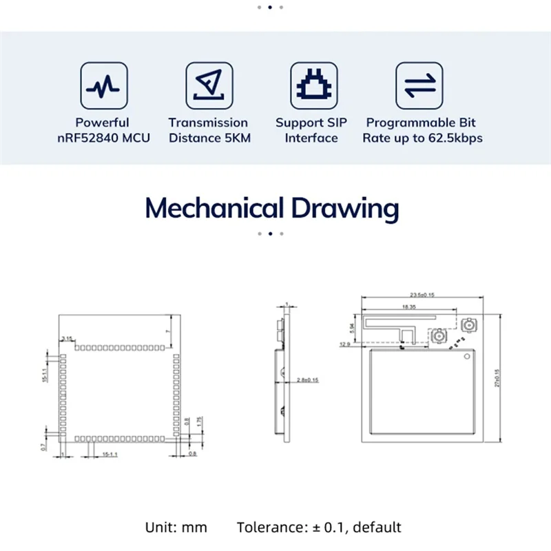 ABAN 5 個 Lora NRF52840+SX1262 Iot モジュール -146DBM 5KM 長距離 PCB+ Lora Ble モジュール耐久性