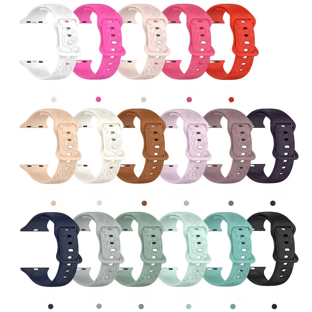 Watch Strap For Apple Watch Full Range Of Wristband Silicone butterfly And Rose Pattern Durable Sport Smartwatch Band Men Women