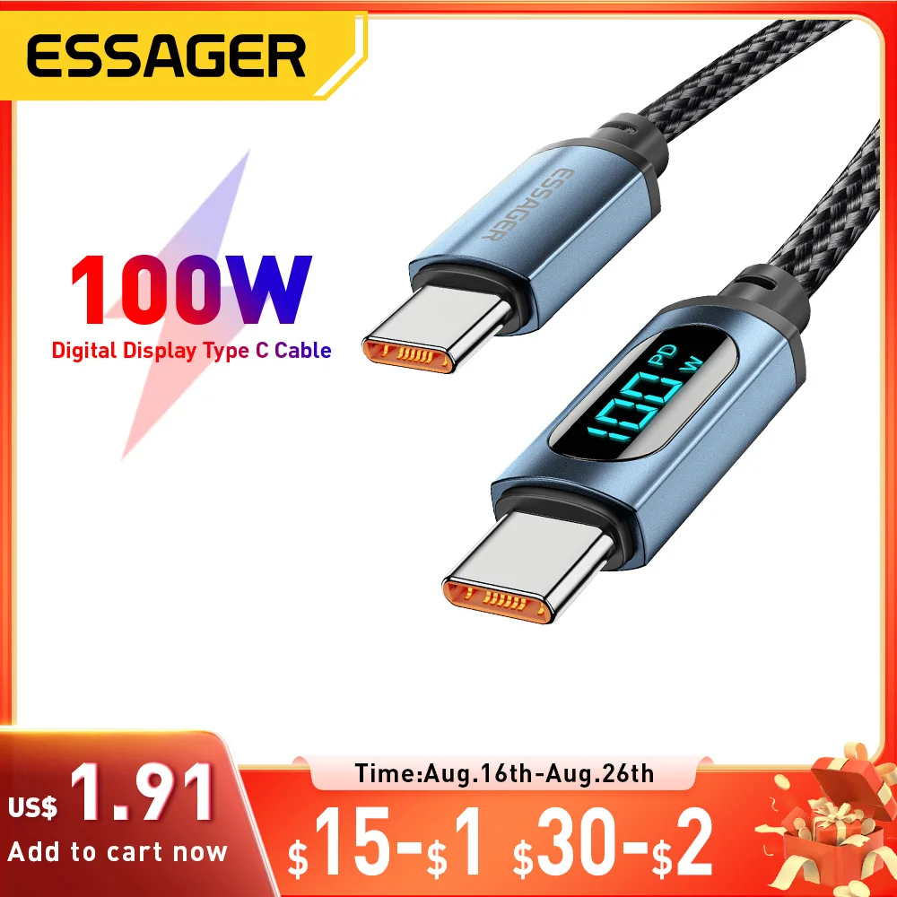 Essager PD 100 W USB-Typ-C-Kabel auf USB C 7 A Schnellladekabel für OPPO Realme Huawei Poco Samsung Displaykabel