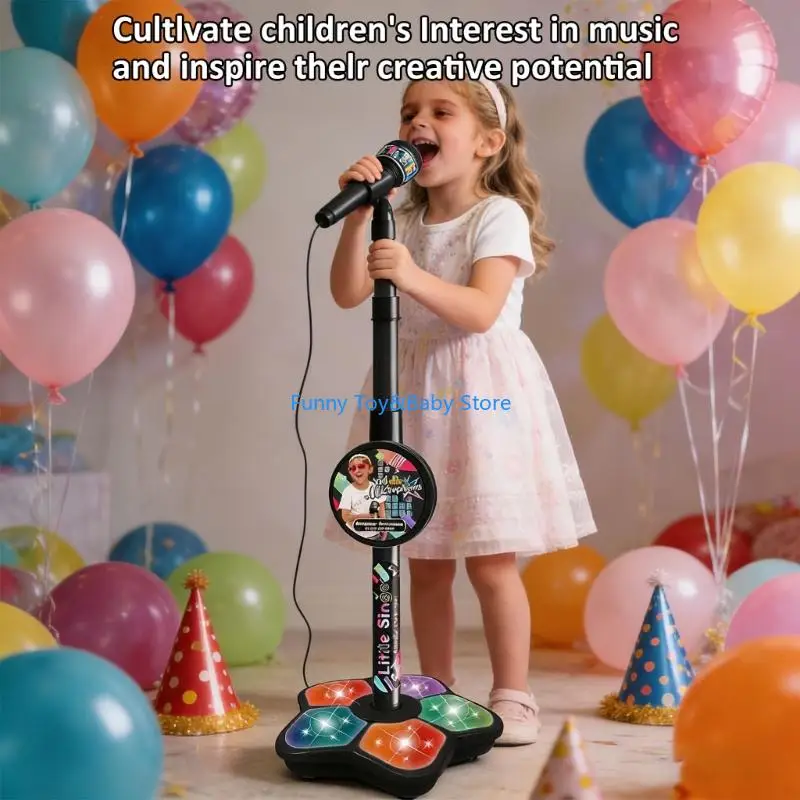 어린이 노래방 기계 마이크 장난감 어린이를위한 LED 조명 노래와 춤 재미있는 교육 음악 악기 장난감 C90B