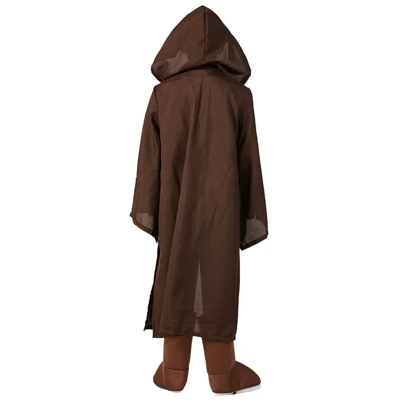 High Quality spaceman Movie Star Kids Children Jedi Obi Wan Kenobi Costume Tunic Robe Cloak Cosplay Full Set Halloween Costume