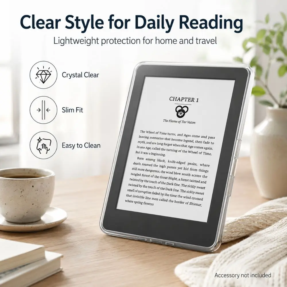 Magnetic Ring Clear Case Soft Bumper Acrylic Back Magnetic Cover for Kindle Paperwhite 12th 2022/2024 Colorsoft