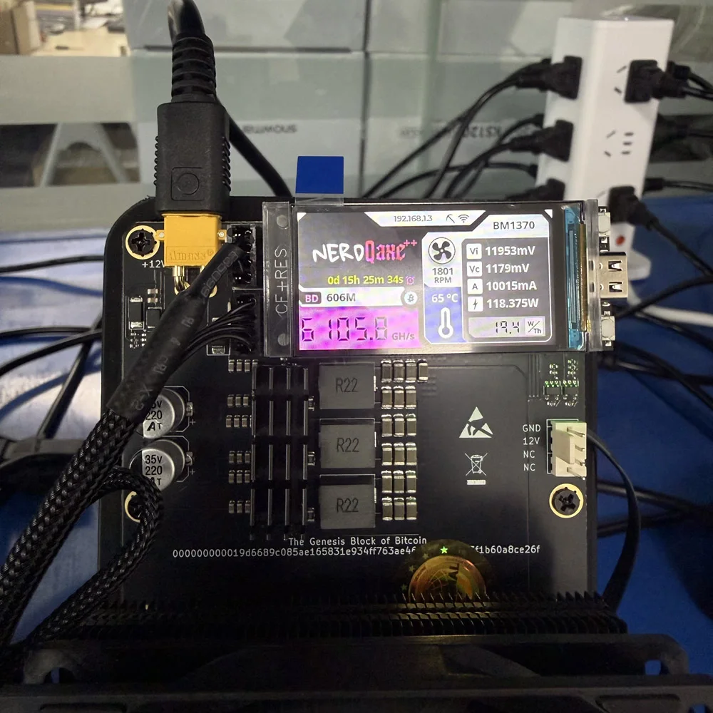 NerdQaxe ++ 6TH/s Rev 6.1 100W ترقية XT30 مراوح مزدوجة مع PSU Bitcoin Miner BTC آلة تعدين مفتوحة المصدر Solo BTC #6