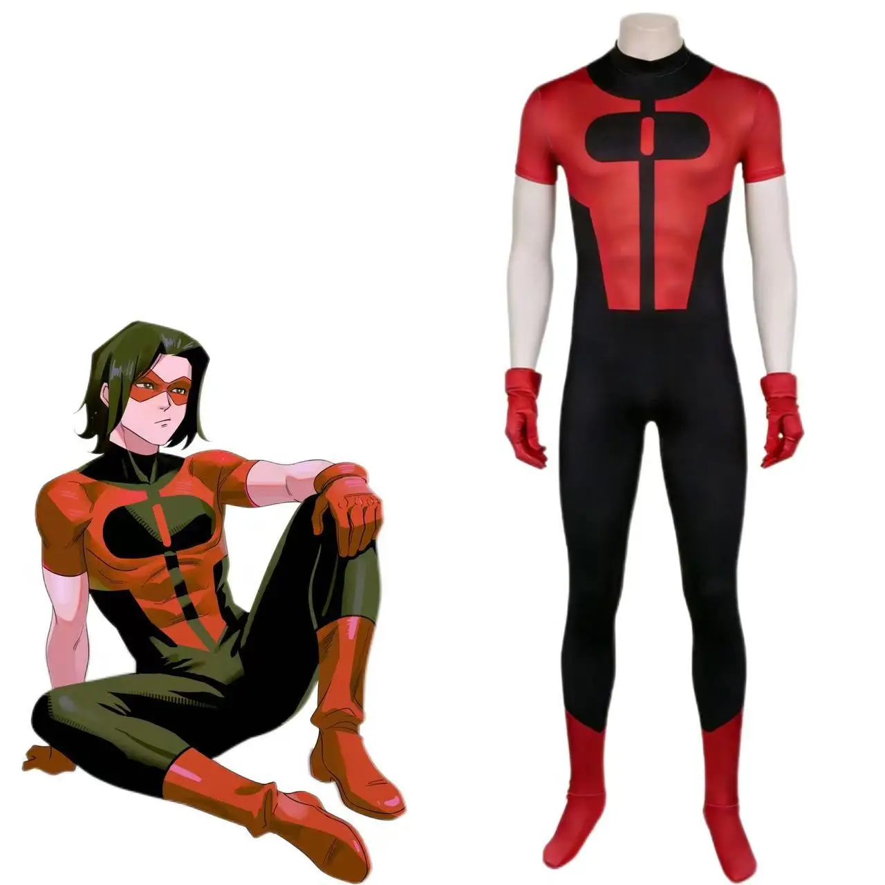

Invincible Oliver Grayson Thragg Cosplay Costume Adult Men Jumpsuit Mask Gloves Outfit Halloween Carnival Party Suit