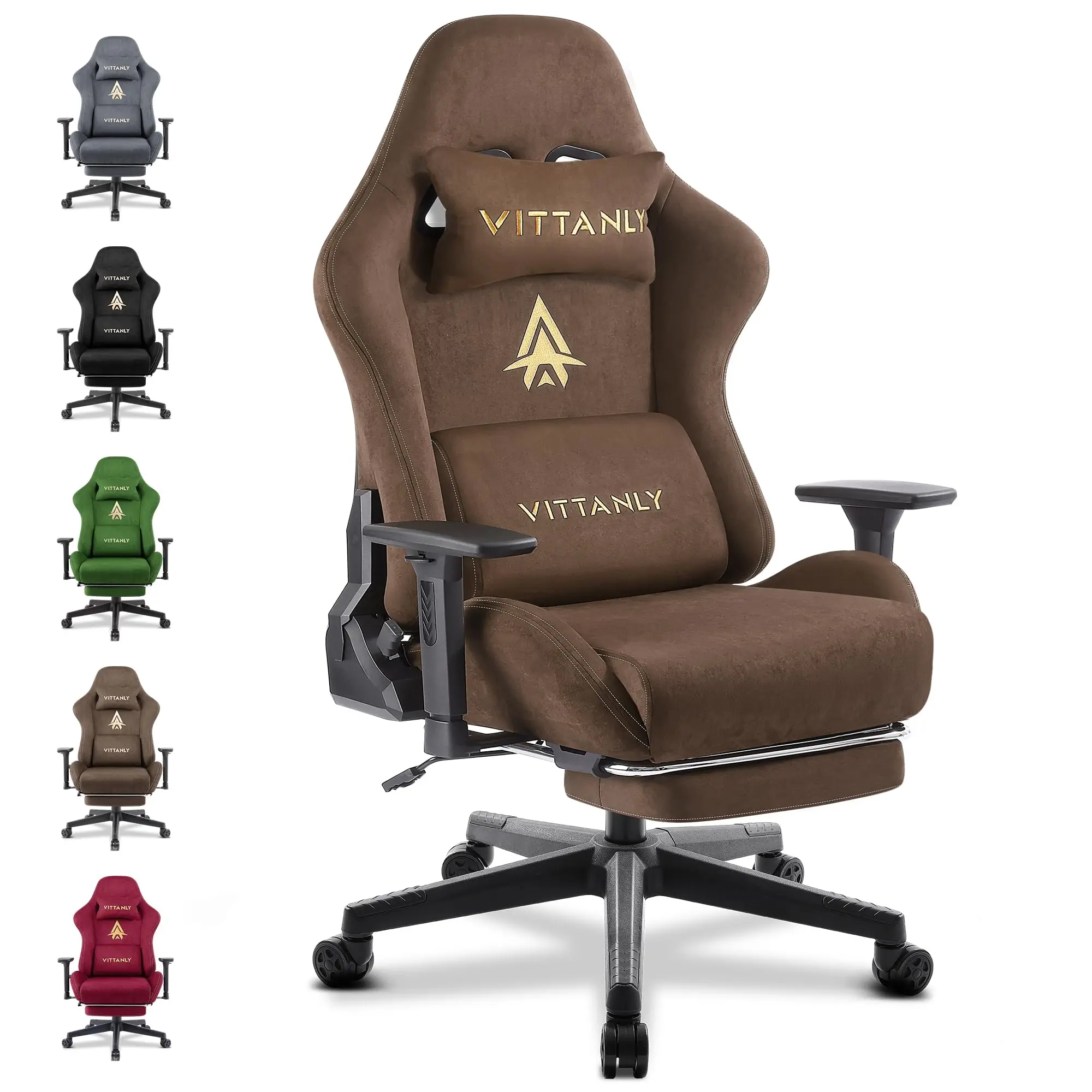 Vittanly Gaming-Stuhl, atmungsaktiver Bürostuhl aus hochwertigem Stoff, neuer verstellbarer und drehbarer Schreibtischstuhl mit Fußstütze