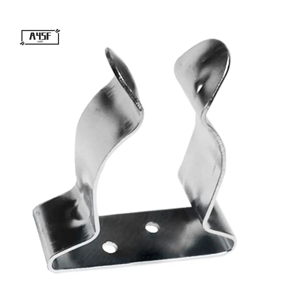 

A45F-4 Pieces Boat Hook Holder Stainless Steel Spring Clamp Boat Oar Holders Marine Spring Clip Silver Bracket Clip