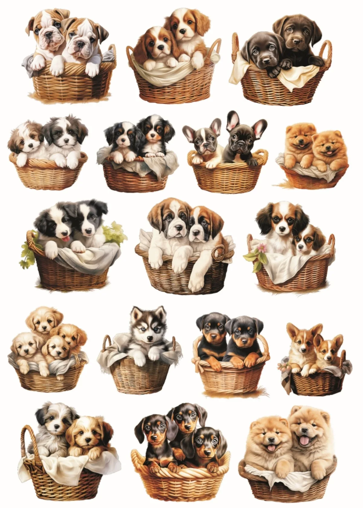 Creative cartoon Cute dog in the basket Sticker bag Retro character hand tent DIY collage Scrapbooking accessorie stationery