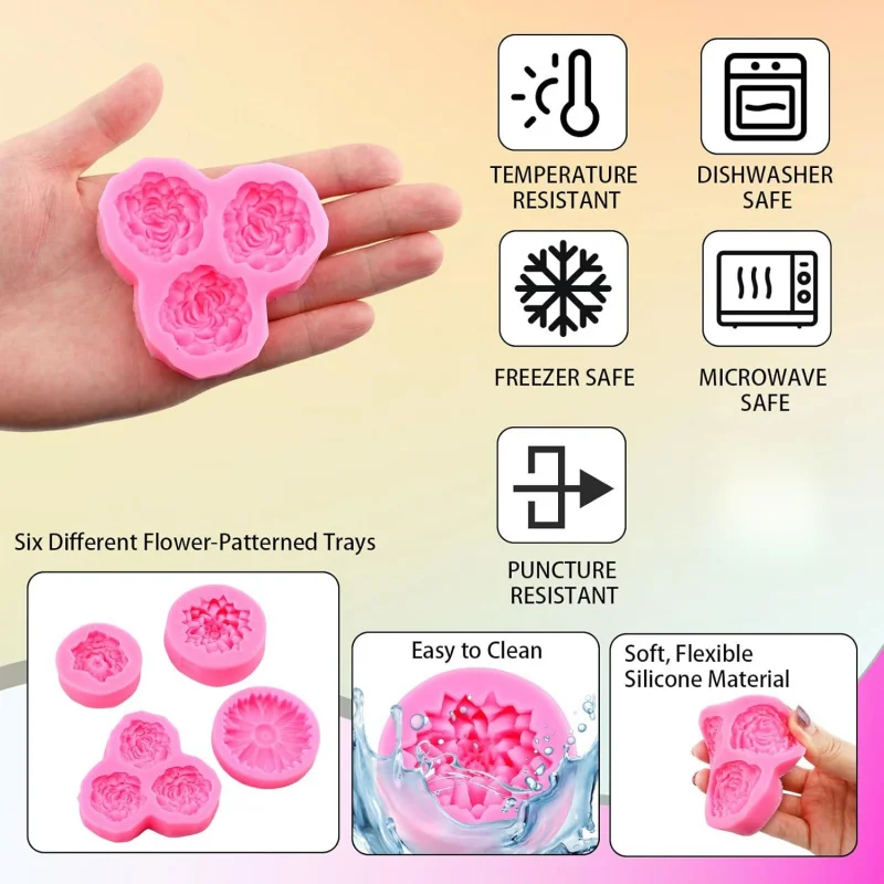 6홀 3D 꽃무늬 실리콘 몰드 세트(총 4개의 몰드), - Soap Making Kit Amazon 리뷰 및 가격