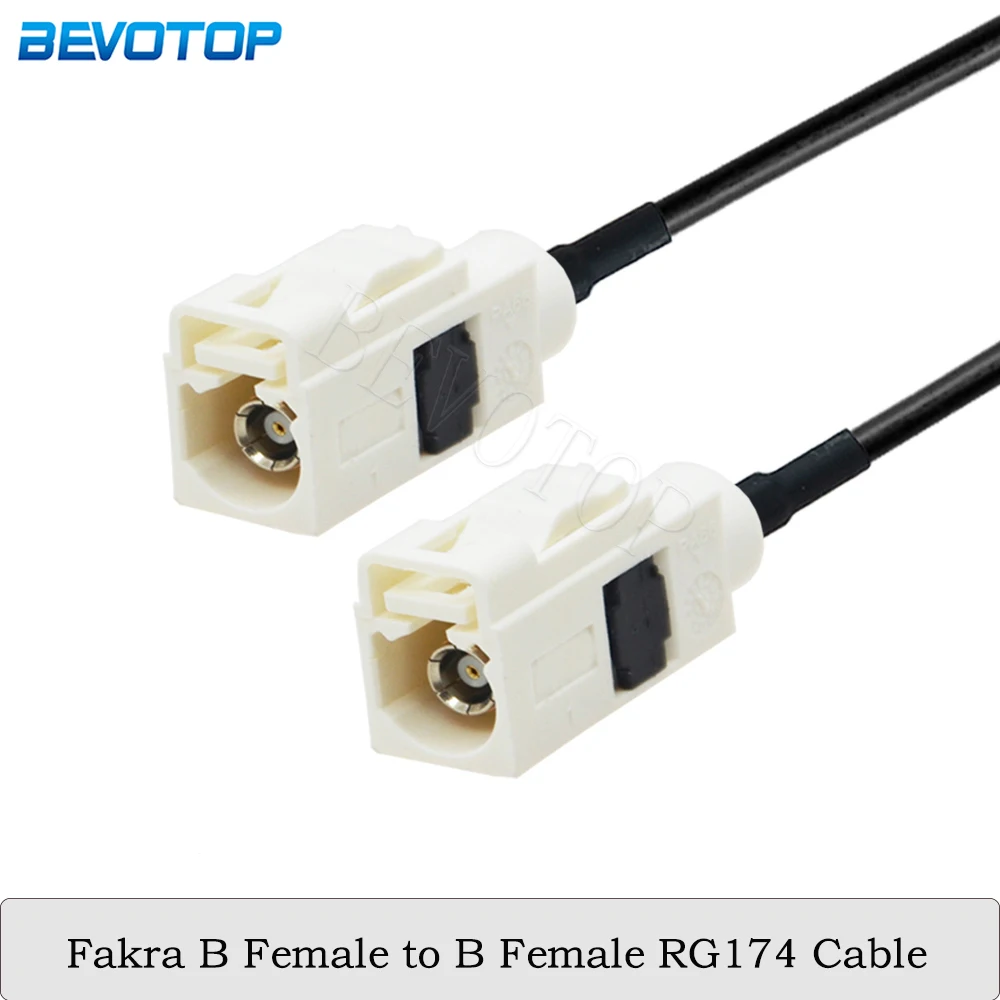 1 peça RG-174 branco fakra b fêmea para fakra b conector fêmea 50 ohm rg174 cabo de extensão de antena de rádio rf coaxial trança