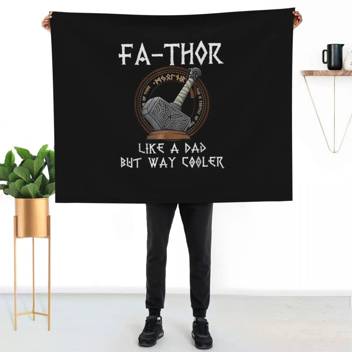 Fa-Thor Like Dad Just Way Mightier Hero gift idea for dad Throw Blanket Camping Plush Multi-Purpose blankets and throws Blankets