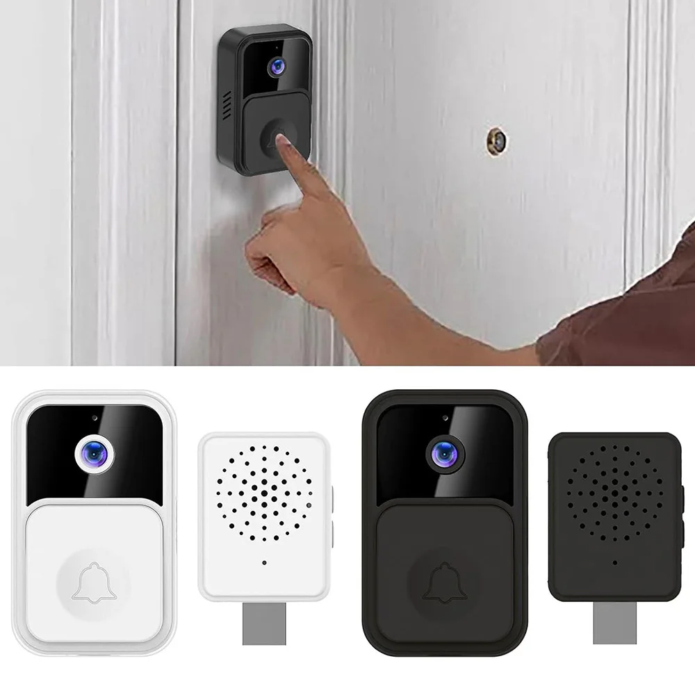 New Smart Video Doorbell Camera with Chime WiFi Wireless Night Vision Indoor Security Two-Way Intercom Door Bell for Home Office