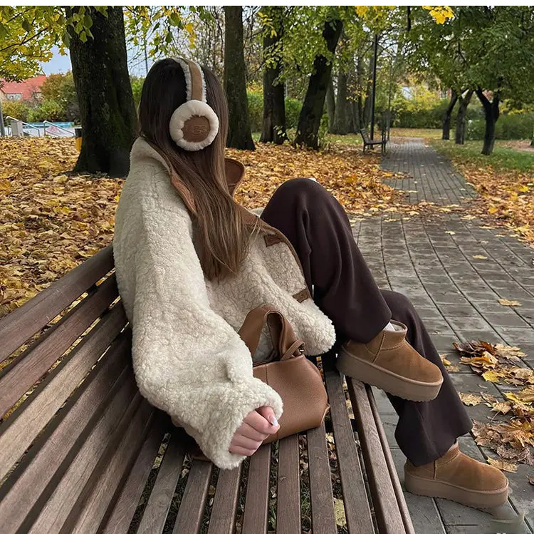 Women's Faux Suede Teddy Jacket - Loose Warm Winter Coat