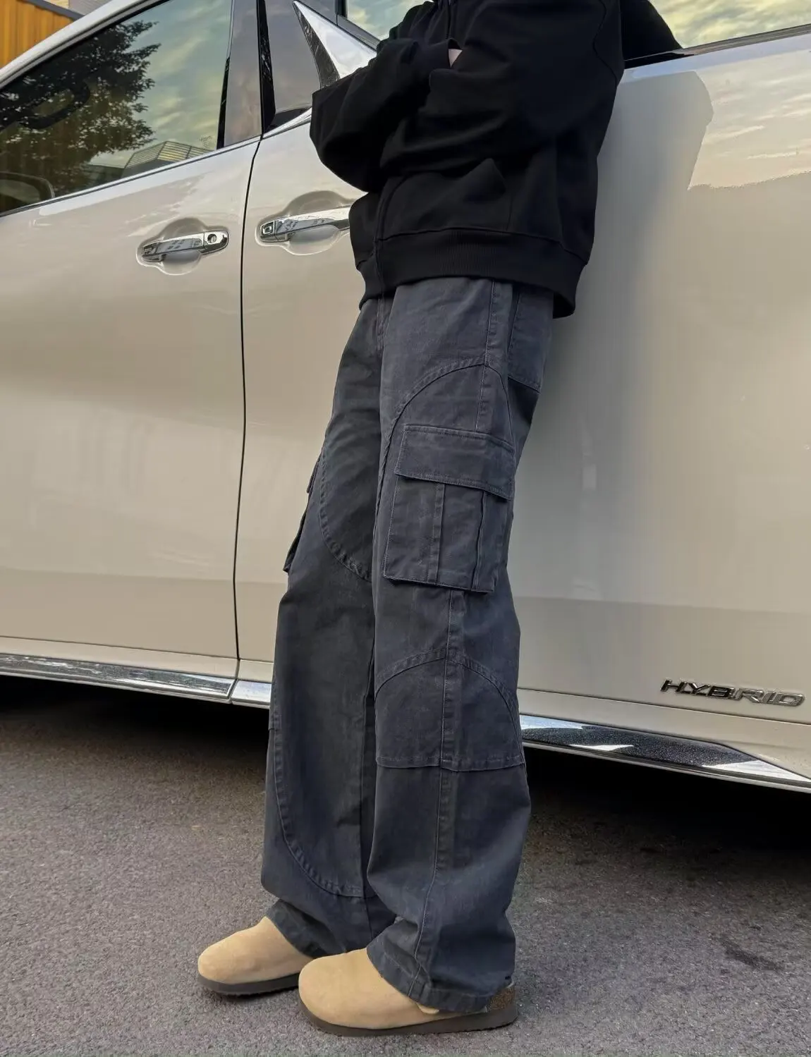 American Vibe Patchwork Cargobroek Heren Dames Retro Rechte pijpen Casual lange broek Koreaanse High Street Design Casual broek