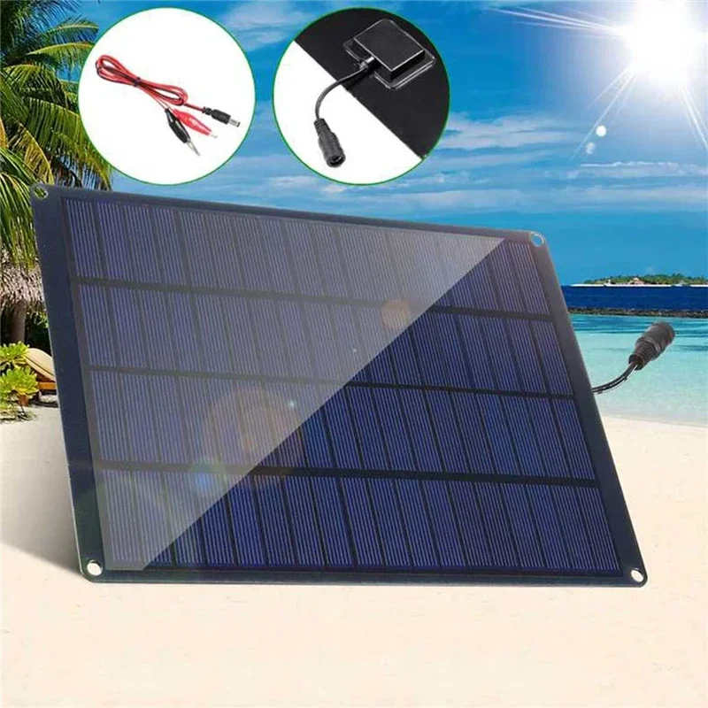 30W Solar Panel + 20A/30A/60A Charge Controller & Battery Clip Set 12V Energy Charging Plate Outdoor High Efficiency Power Bank