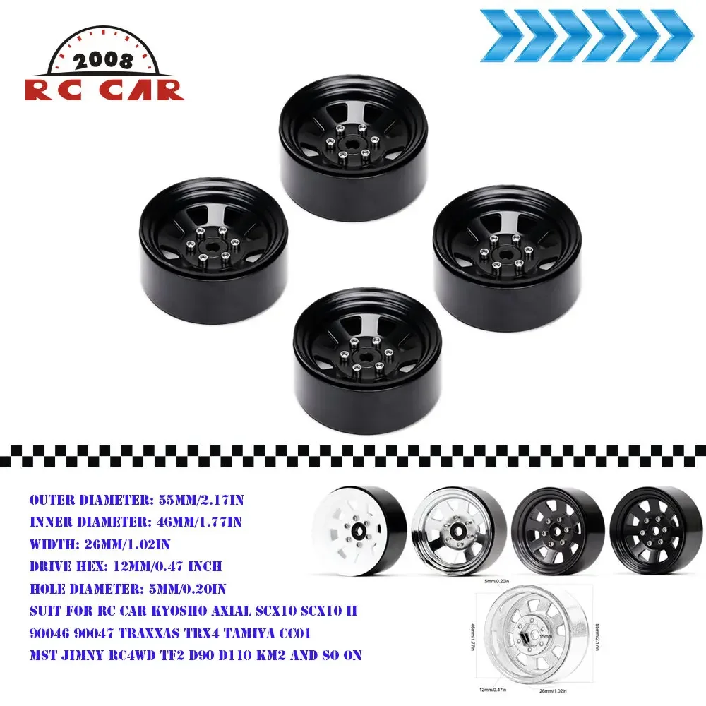 Accessories 1/10 Alloy Beadlock Wheel Rims Hub for RC Axial SCX10 AXI03007 TRX4 Redcat Kyosho D110 MST KM2 Tamiya