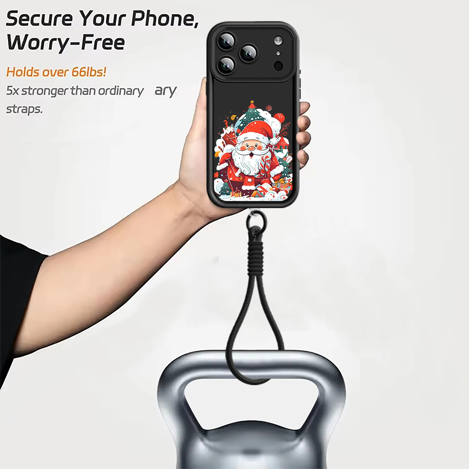 لينة بولي TPU الحبل جراب هاتف آيفون 17 برو ماكس الهواء 16E 16 14 15 برو 12 13 برو ماكس 11 سانتا كلوز نمط شريط للرسغ غطاء #4