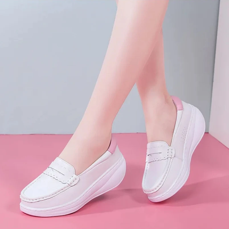 

2025 белые, розовые кроссовки для медсестер, женская обувь без шнуровки, легкая женская повседневная обувь, удобные женские прогулочные теннисные туфли большого размера