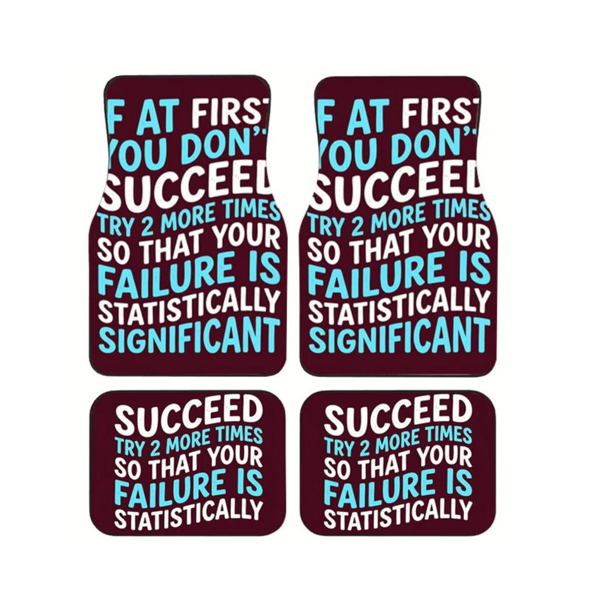 

4Pcs Funny Quote Car Floor Mats Motivational Text Print Anti-Slip Auto Carpets Set Car Interior Accessories For Sedan SUV