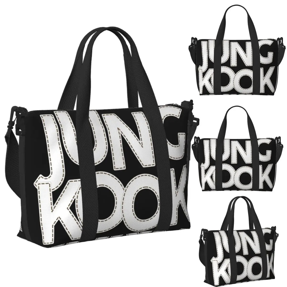 

Custom Classic Jungkooks Golden Album Kpop Beach Travel Bag Tote Bags for Gym Sport Women Shopping Duffle Shoulder Bag