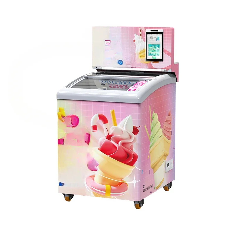 Horizontal ice cream machine Entrepreneurship project Vending machine Self-service explosion Quick-frozen frozen food vending