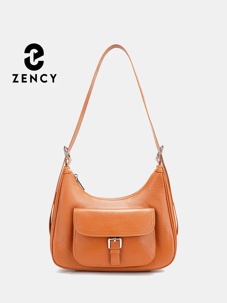 

Женская сумка через плечо Zency в стиле ретро, ​​100% натуральная кожа, большая вместительная сумка, новинка 2026 года