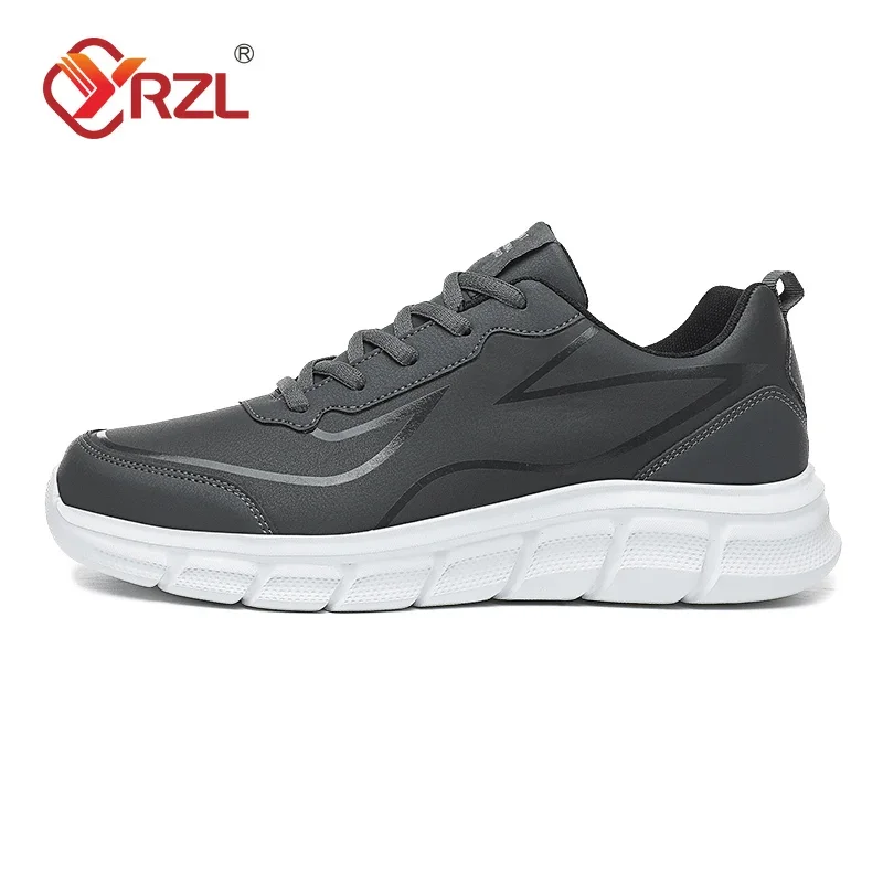 YRZL Scarpe da corsa nere Scarpe da ginnastica atletiche impermeabili in pelle da uomo Scarpe sportive da passeggio da uomo resistenti all'usura Scarpe comode da uomo