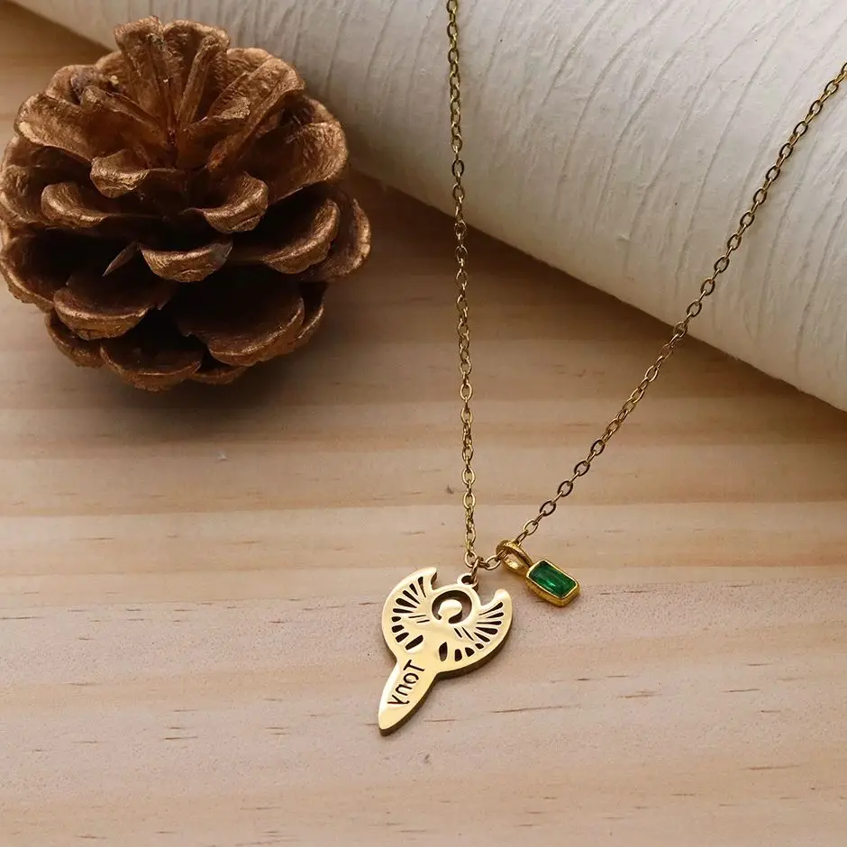 

Ожерелье с подвеской в виде ангела из высококачественной нержавеющей стали с именем на заказ от Todorova, цепочка-колье, украшение для мужчин и женщин