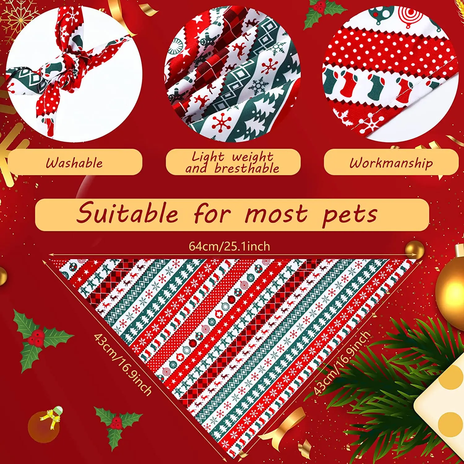 30er-Pack Weihnachts-Hunde-Bandana für Herbst, Thanksgiving, Haustiere, Schal, Dreieckslätzchen, Halloween-Haustier-Bandanas für kleine, mittelgroße und große Hunde – Detail 1