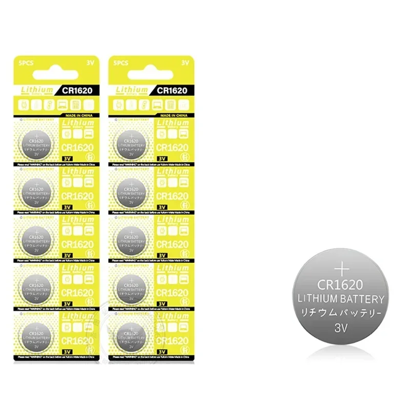 CR1620 Battery CR 1620 3V Lithium Button Battery for Watch Car Remote Control Calculator Scales Shavers DL1620 BR1620 Coin Cells