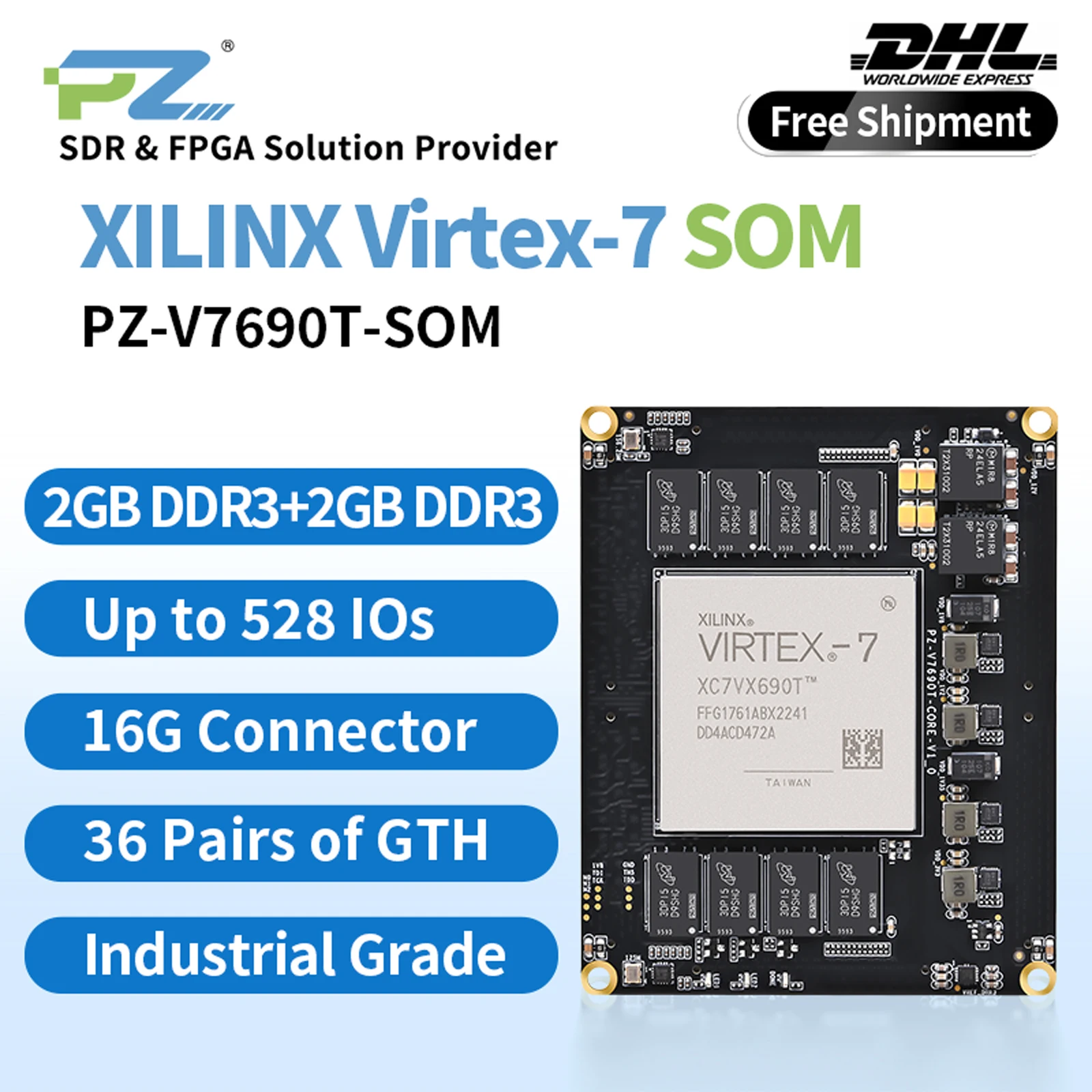 Puzhi V7690T-SOM FPGA Core Board Xilinx Virtex-7 XC7V690T FPGA Development Board Industrial Grade