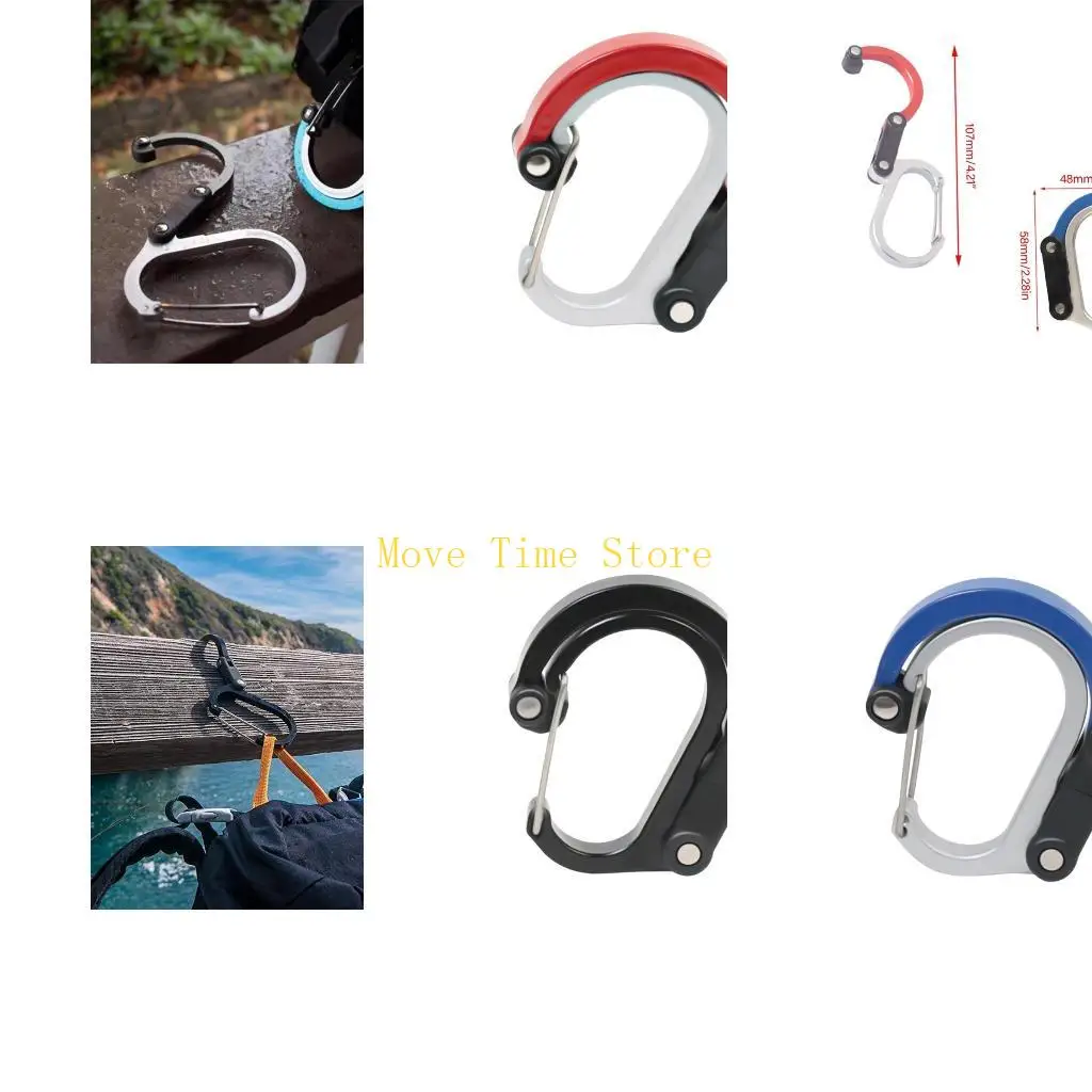 

92ME Карабин с фиксатором, алюминиевый сплав D-образный карабин с фиксатором для быстрого звена