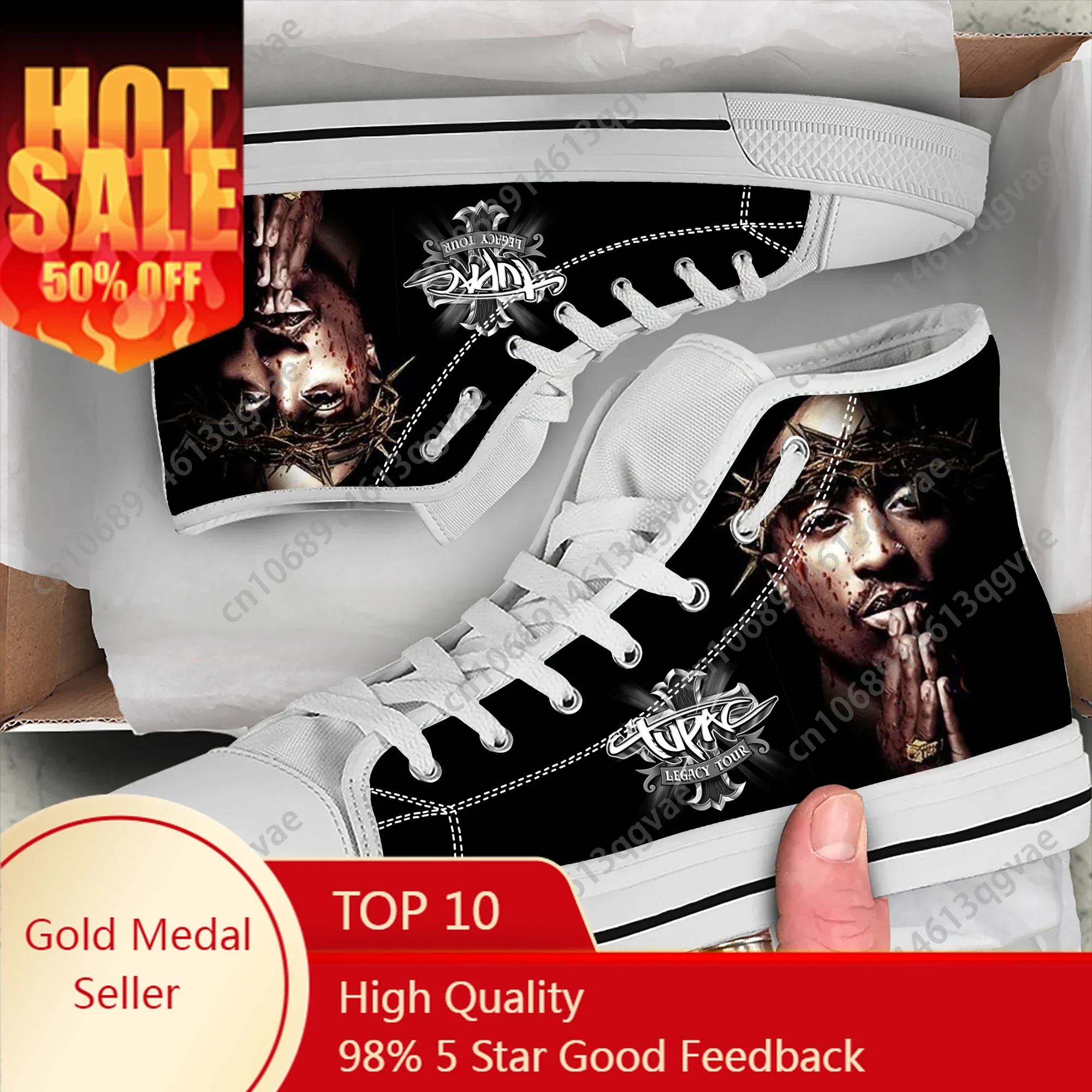 

Rapper 2pac Tupac Singer High Top Sneakers Mens Womens Teenager Canvas Lightweight Sneaker Casual Couple Custom Made Shoes