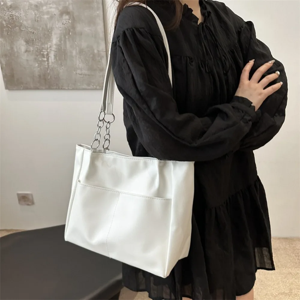 

Korean Style PU Handbag Large Capacity with/without Pendant Leather Tote Bag Solid Color Single Shoulder Underarm Bag Travel