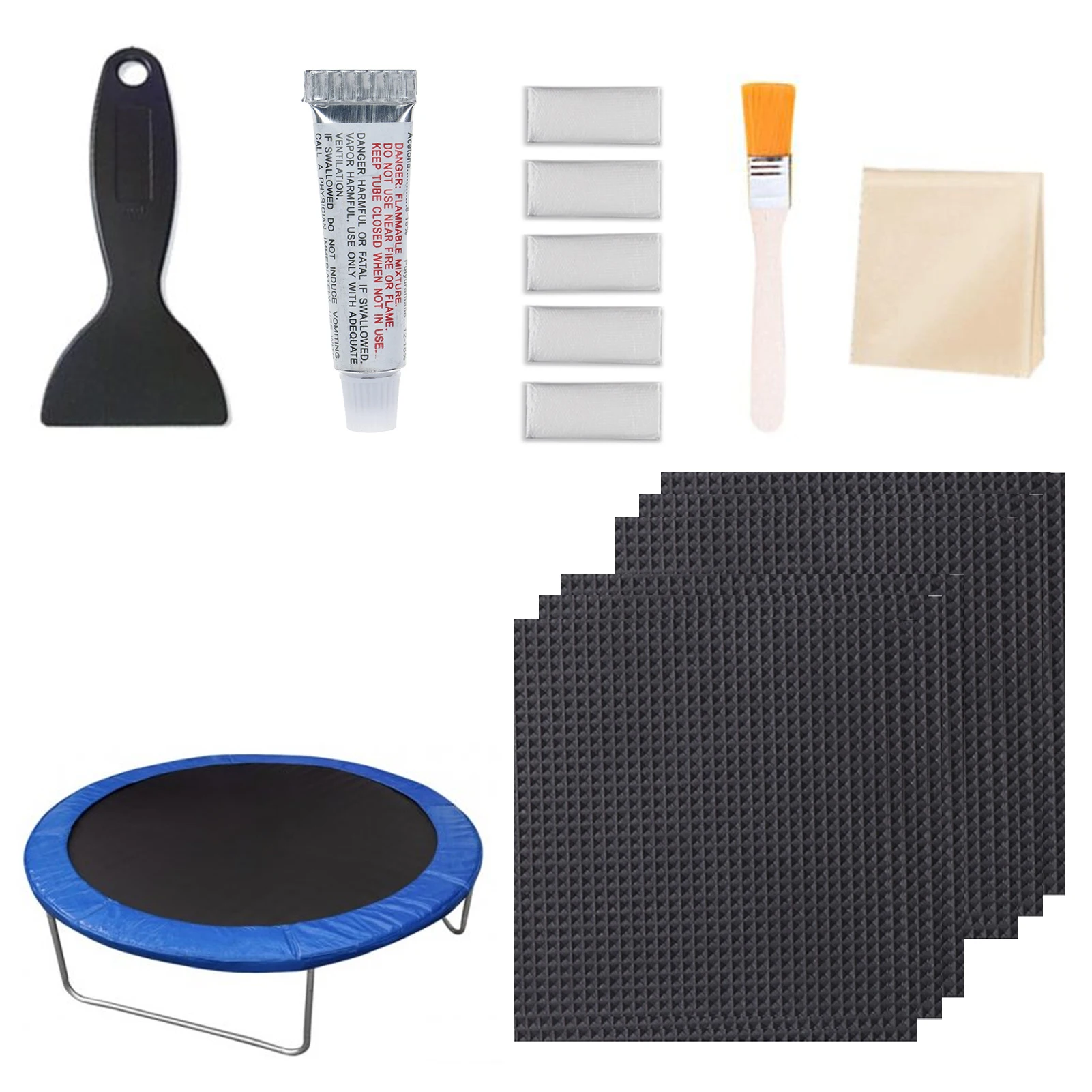 

15pcs Trampoline Patch Repair Kit Outdoor Tent Trampoline Waterproof Patch Fixing Kit Iatable Pool And Boat Bed Accessories