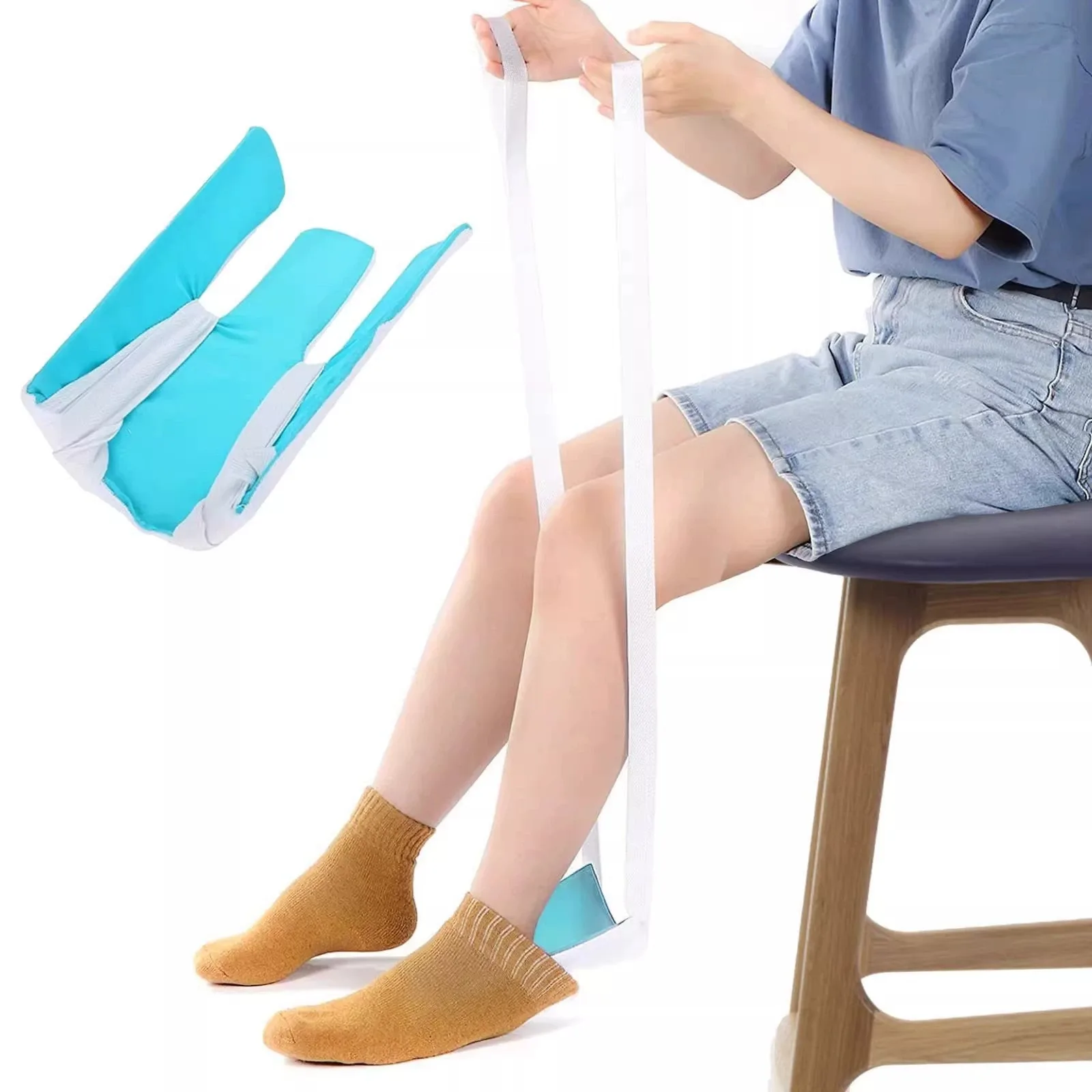 Elderly Sock Pulling Aid Helper Long Strap Sock Assistant Tool No Bend Design For Pregnant Women Injury Recovery Care Aid Tool