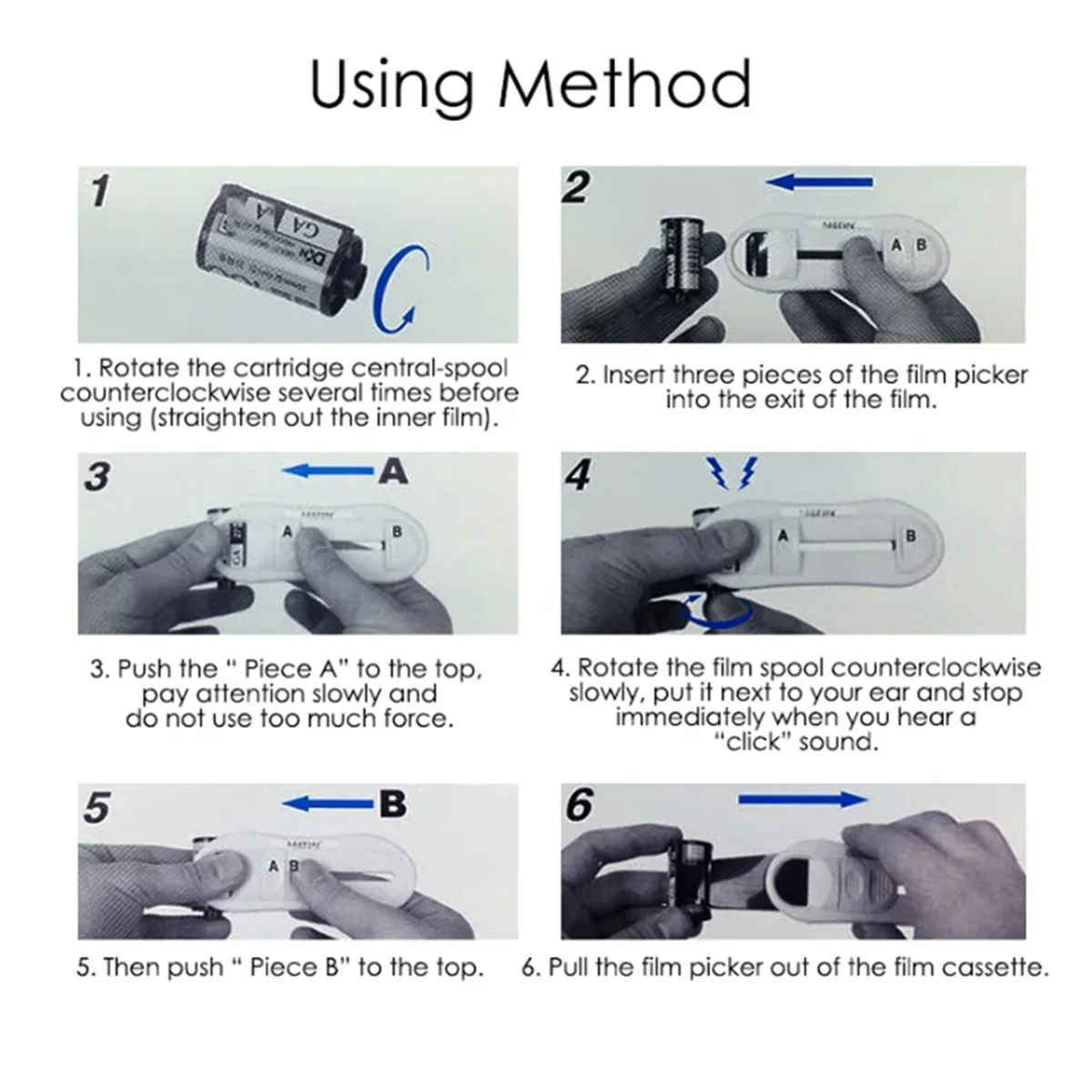 Film Leader Retriever Roll Film Tools Film Picker for 35mm Cassettes 135 Roll Films Extractor Film Picker Film Retriever