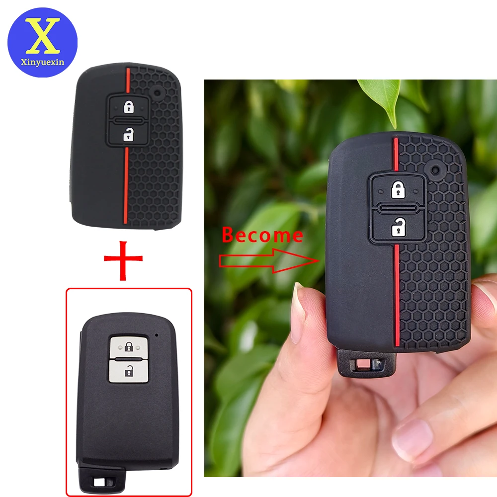 Xinyuexin Silicone Key Case Cover for Toyota Auris Yaris RAV4 Corolla Harrier Prius 2 Buttons Smart Remote Key  Fob 2 Pcs/lot