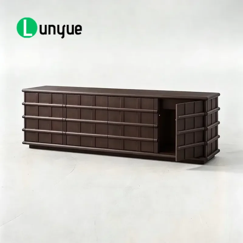 American Retro Dark Black Walnut Short TV Cabinet Old Money Style Storage Locker Customizable Living Room Furniture Factory